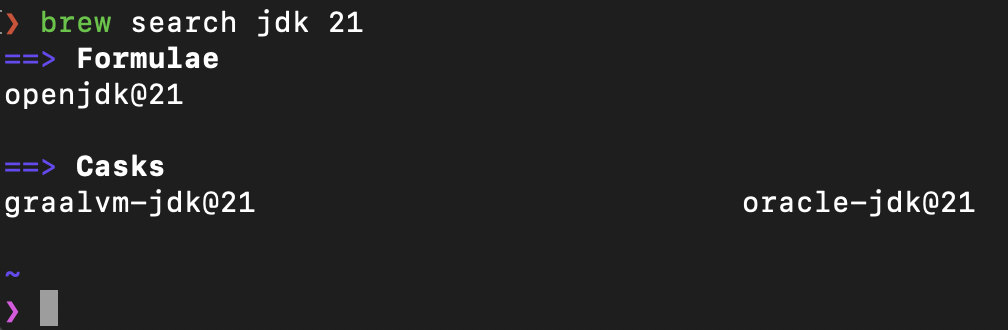 brew search jdk