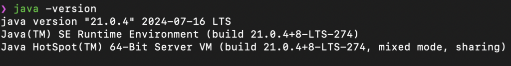 macOS java -version